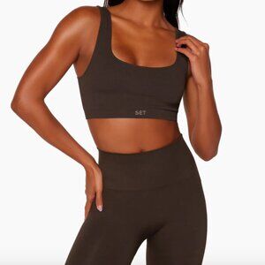 SET Active / Sculptflex Leggings & Box Cut Bra / Espresso / Small